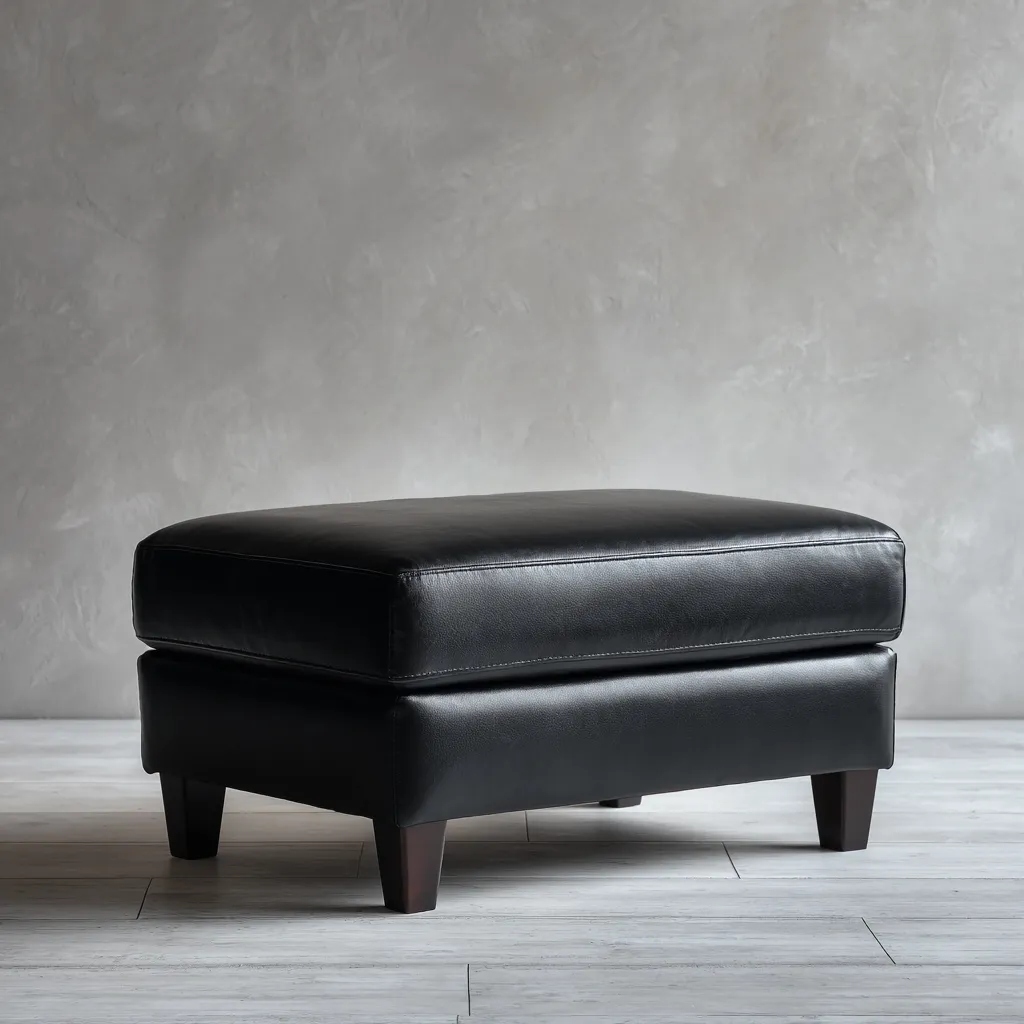 Pouf in pelle 70x55x45 cm - design moderno - pelle sintetica - nero-Hutare