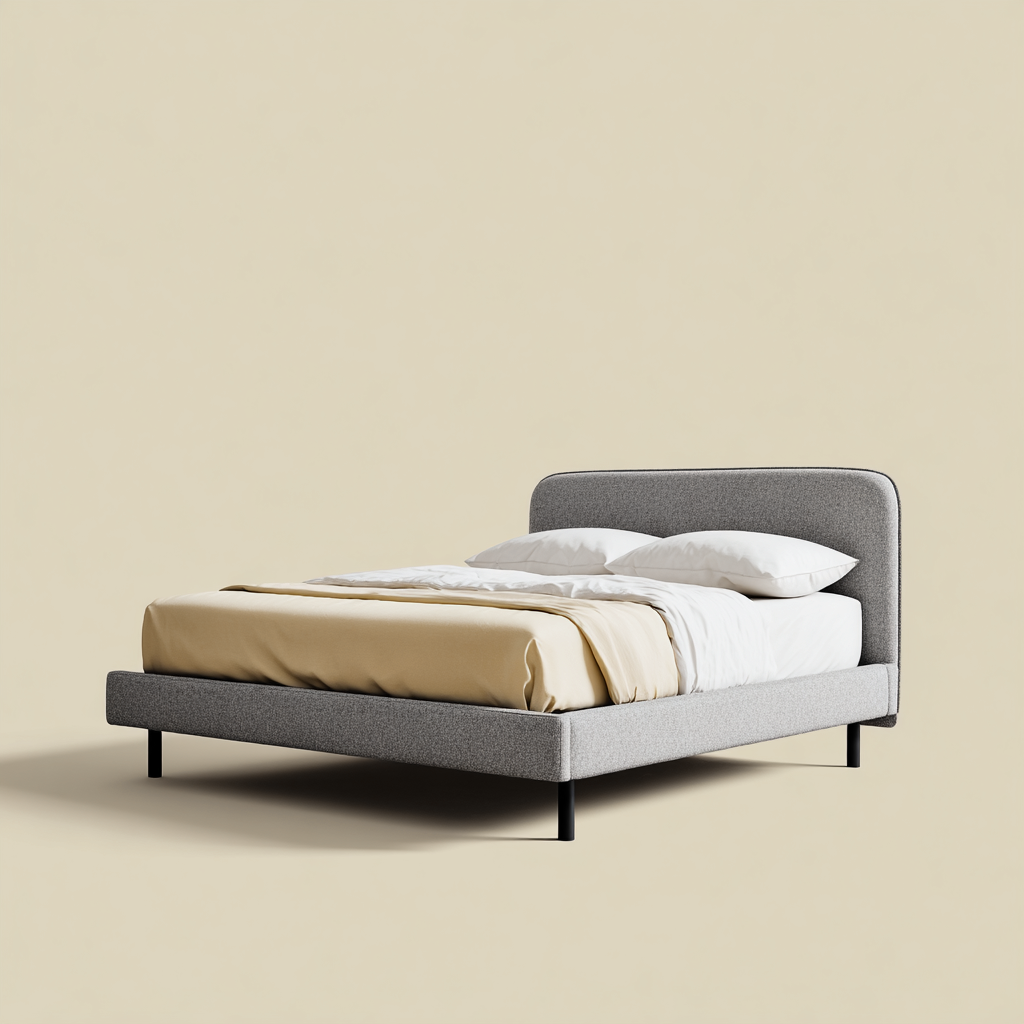 Letto matrimoniale 200x160x90 cm - tessuto grigio - design moderno-Hutare