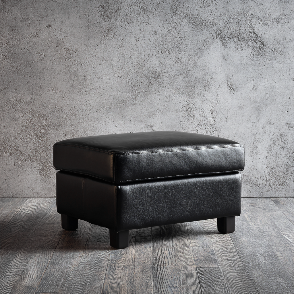 Pouf in pelle nera 55x55x42 cm - design moderno - pelle sintetica - nero-Hutare