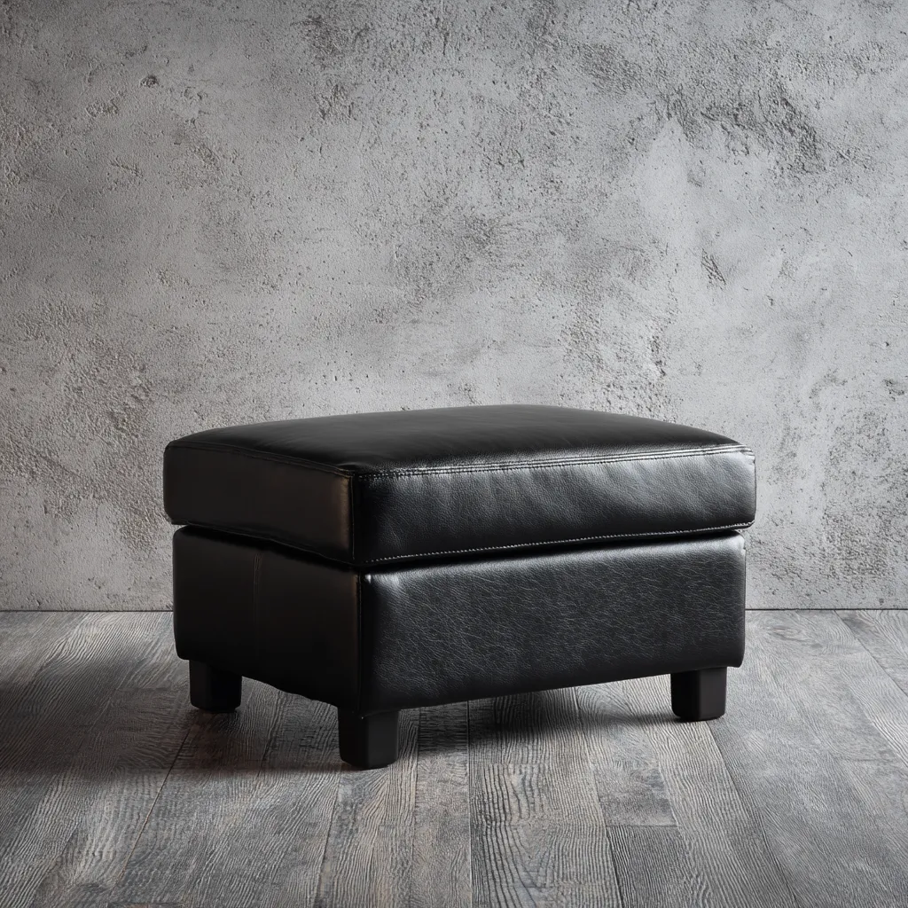 Pouf in pelle nera 55x55x42 cm - design moderno - pelle sintetica - nero-Hutare
