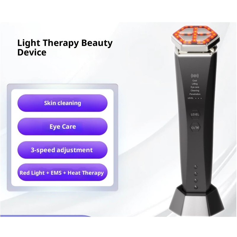 RF Red Light Therapy Facial Device, EMS Microcurrent, Anti-Aging Facial Massager, Cooling & Cleansing Skin Care Tool-Lumenessence
