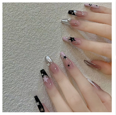 Elegant Press on Nails - Soft Bridal Style, Full Cover Glue-less Nail Tips (Reusable)