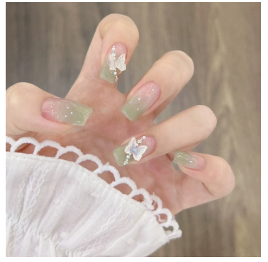 Elegant Press on Nails - Soft Bridal Style, Full Cover Glue-less Nail Tips (Reusable)