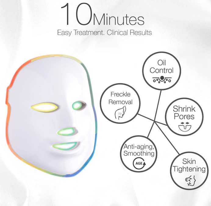 7-Color LED Light Therapy Mask - Photon Facial & Neck Care for Rejuvenation