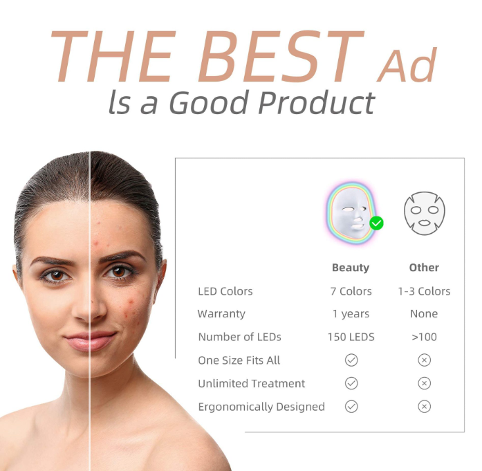 7-Color LED Light Therapy Mask - Photon Facial & Neck Care for Rejuvenation