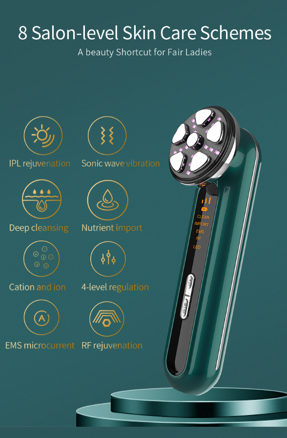 RF Device with Microcurrent, Face Lifting & Tightening Machine for Wrinkles, At-Home Facial Massager & Toner-Lumenessence