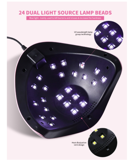 48W Professional Nail Lamp for Gel Polish, UV/LED Nail Dryer Quick Curing Light with 4 Timers