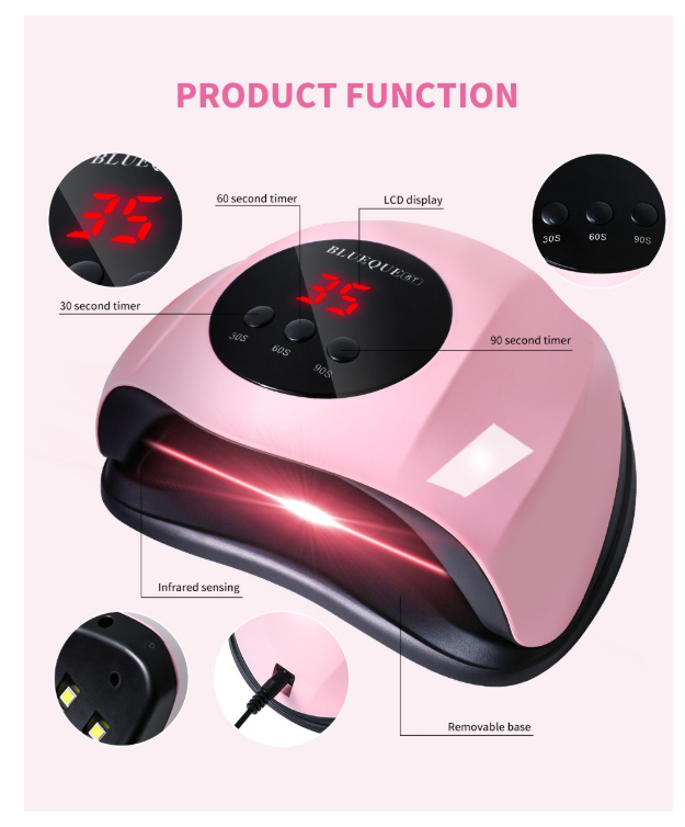 48W Professional Nail Lamp for Gel Polish, UV/LED Nail Dryer Quick Curing Light with 4 Timers