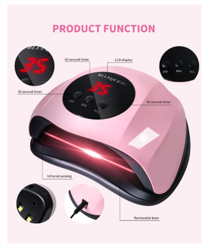 48W Professional Nail Lamp for Gel Polish, UV/LED Nail Dryer Quick Curing Light with 4 Timers