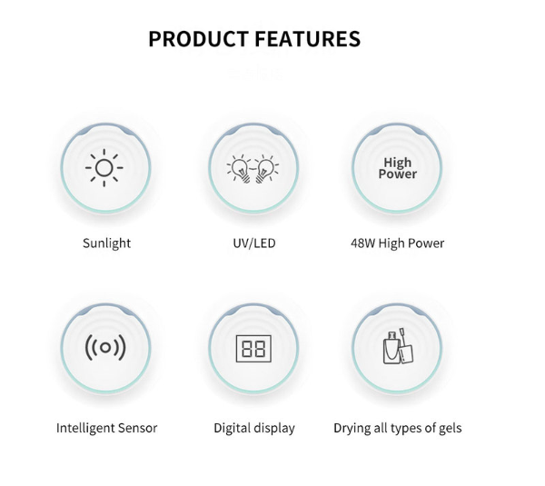 48W Professional Nail Lamp for Gel Polish, UV/LED Nail Dryer Quick Curing Light with 4 Timers