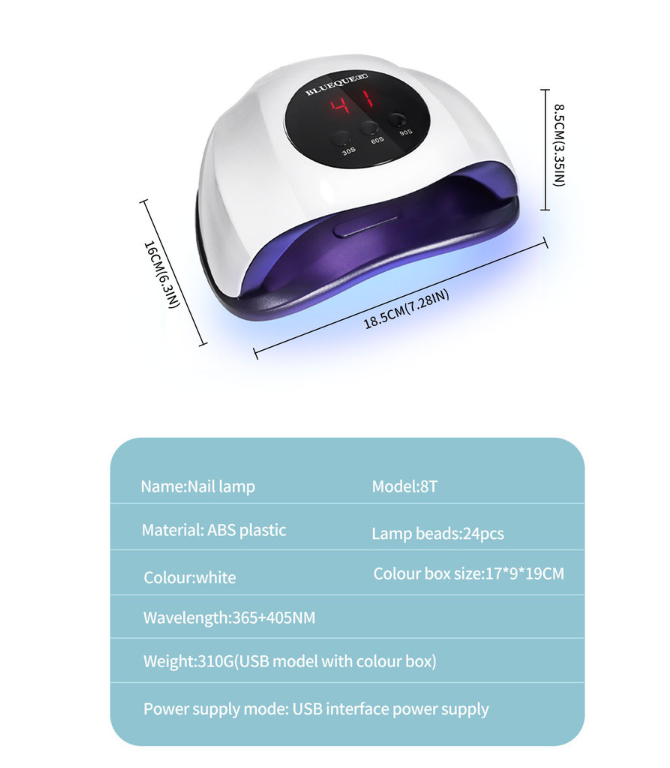 48W Professional Nail Lamp for Gel Polish, UV/LED Nail Dryer Quick Curing Light with 4 Timers
