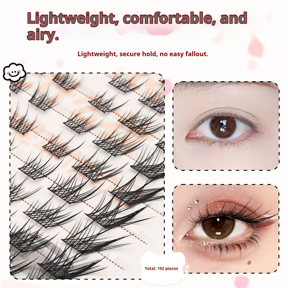 Professional Natural Fluffy Mascara Lashes - Wispy Doll Eye Effect, Baby-D Curl, Easy Cluster Application for Beginners-Lumenessence