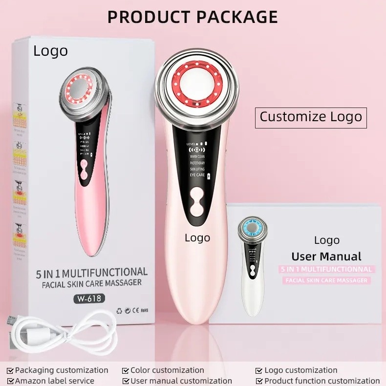 Multi-Functional Facial Device | Deep Cleansing + Hot Moisturize + Ion+ + Ion- + Vibration + LED Therapy-Lumenessence