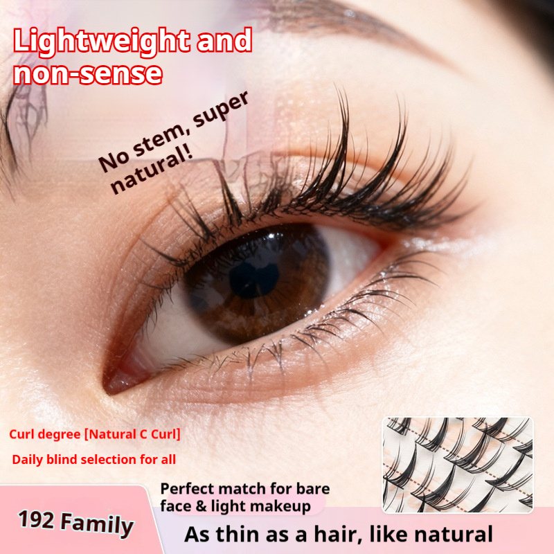 Professional Natural Fluffy Mascara Lashes - Wispy Doll Eye Effect, Baby-D Curl, Easy Cluster Application for Beginners-Lumenessence