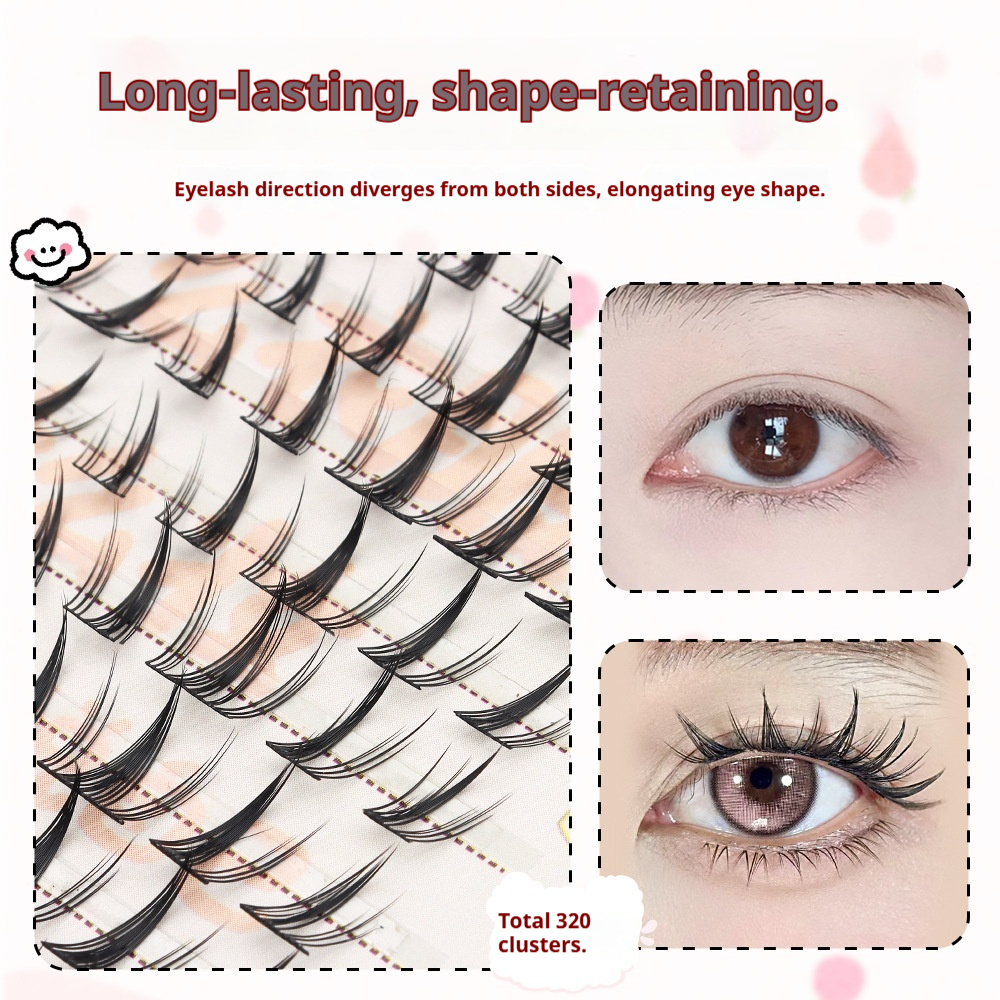 Professional Natural Fluffy Mascara Lashes - Wispy Doll Eye Effect, Baby-D Curl, Easy Cluster Application for Beginners-Lumenessence