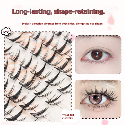 Professional Natural Fluffy Mascara Lashes - Wispy Doll Eye Effect, Baby-D Curl, Easy Cluster Application for Beginners-Lumenessence