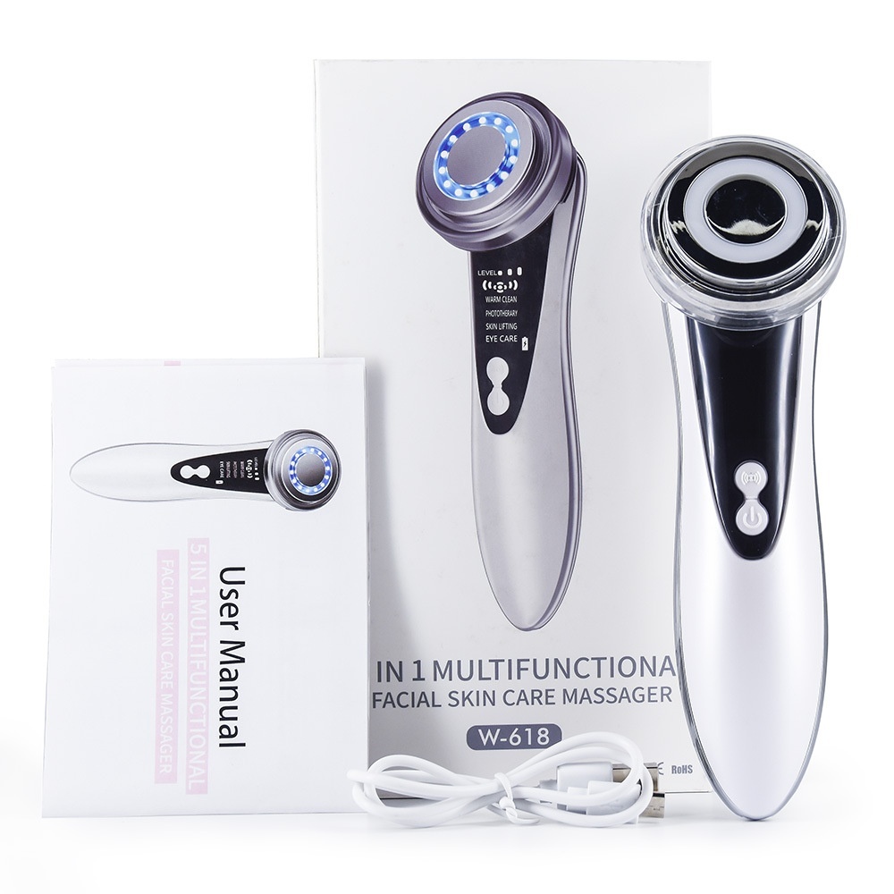 Multi-Functional Facial Device | Deep Cleansing + Hot Moisturize + Ion+ + Ion- + Vibration + LED Therapy-Lumenessence