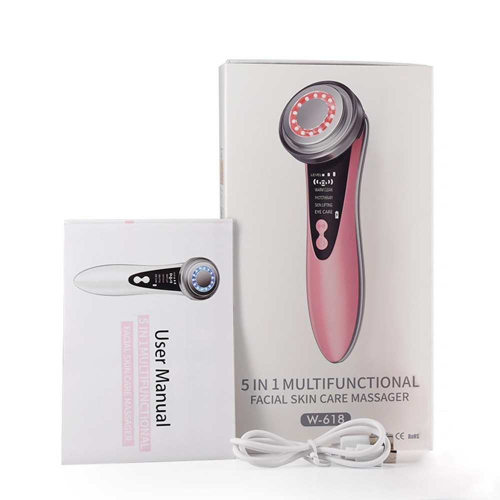 Multi-Functional Facial Device | Deep Cleansing + Hot Moisturize + Ion+ + Ion- + Vibration + LED Therapy-Lumenessence