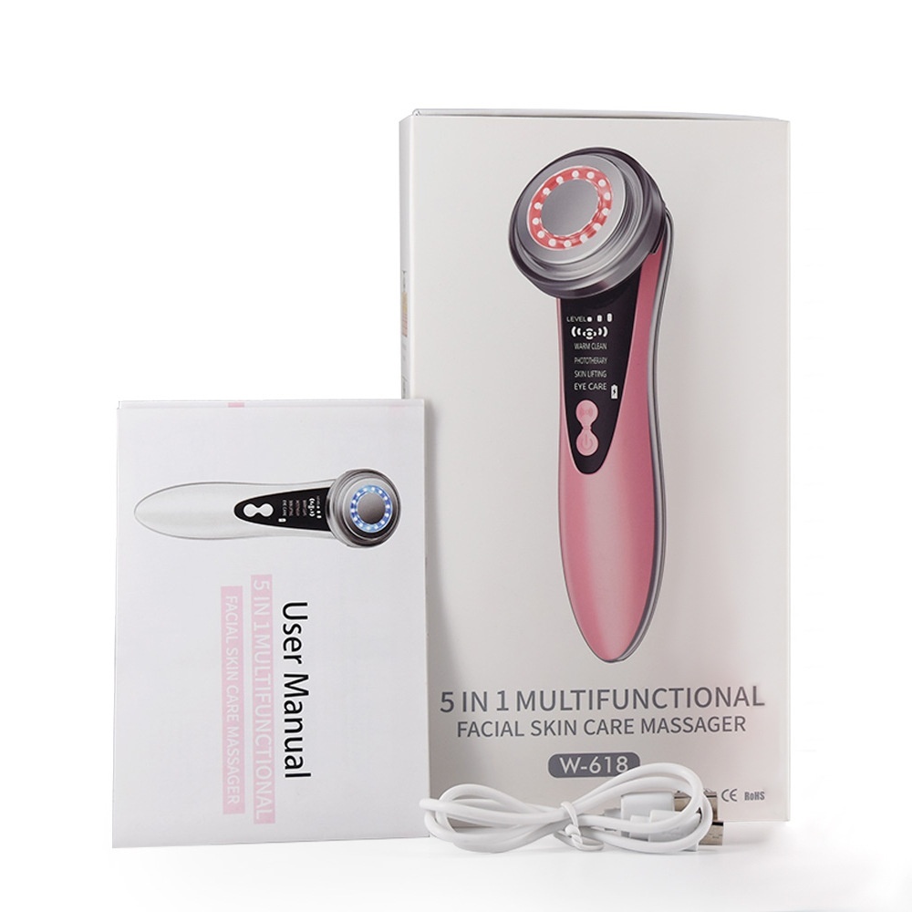 Multi-Functional Facial Device | Deep Cleansing + Hot Moisturize + Ion+ + Ion- + Vibration + LED Therapy-Lumenessence