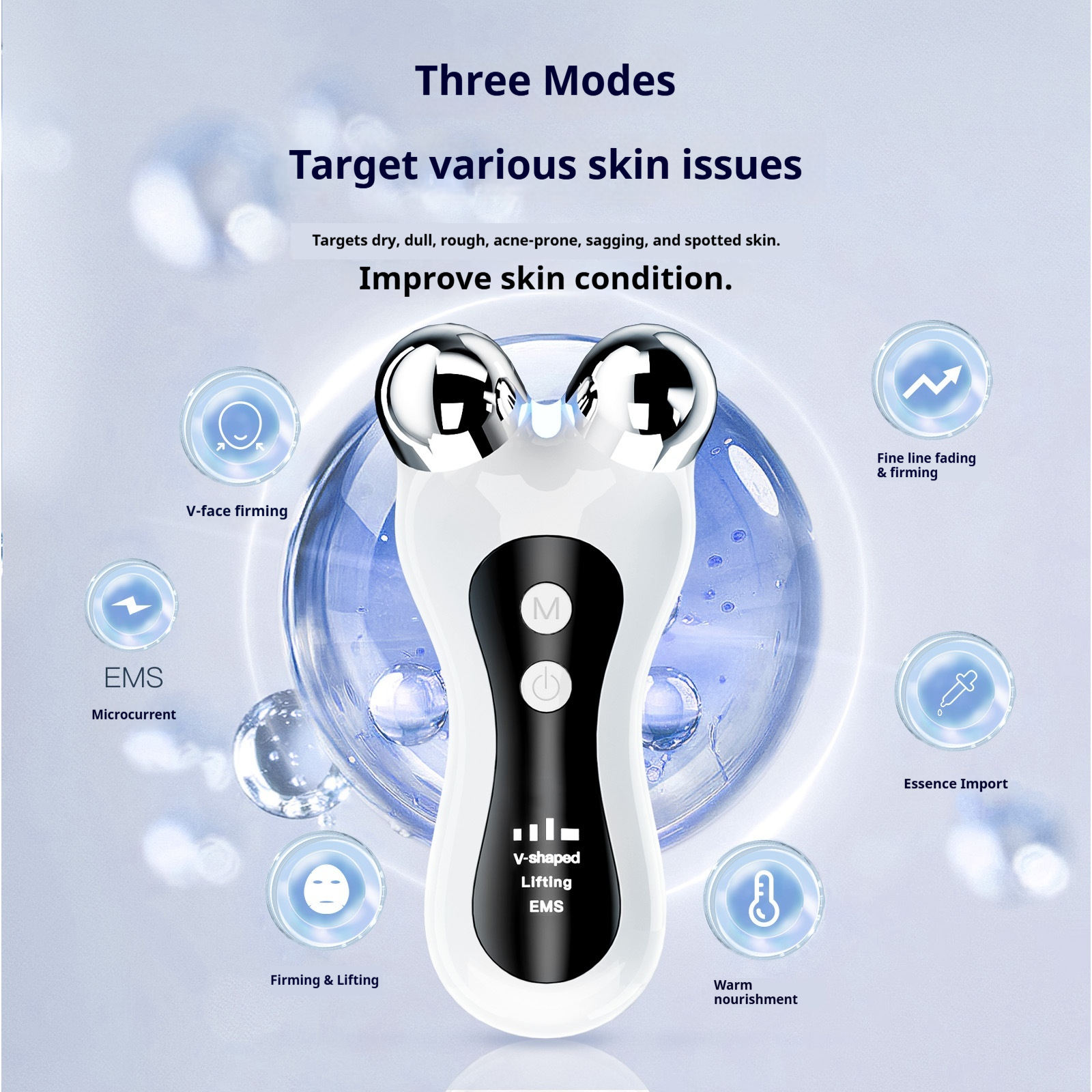 V-Line Shaping Device - Professional Facial Lifting Roller with EMS & LED Light Therapy for a Tighter, Youthful Look-Lumenessence