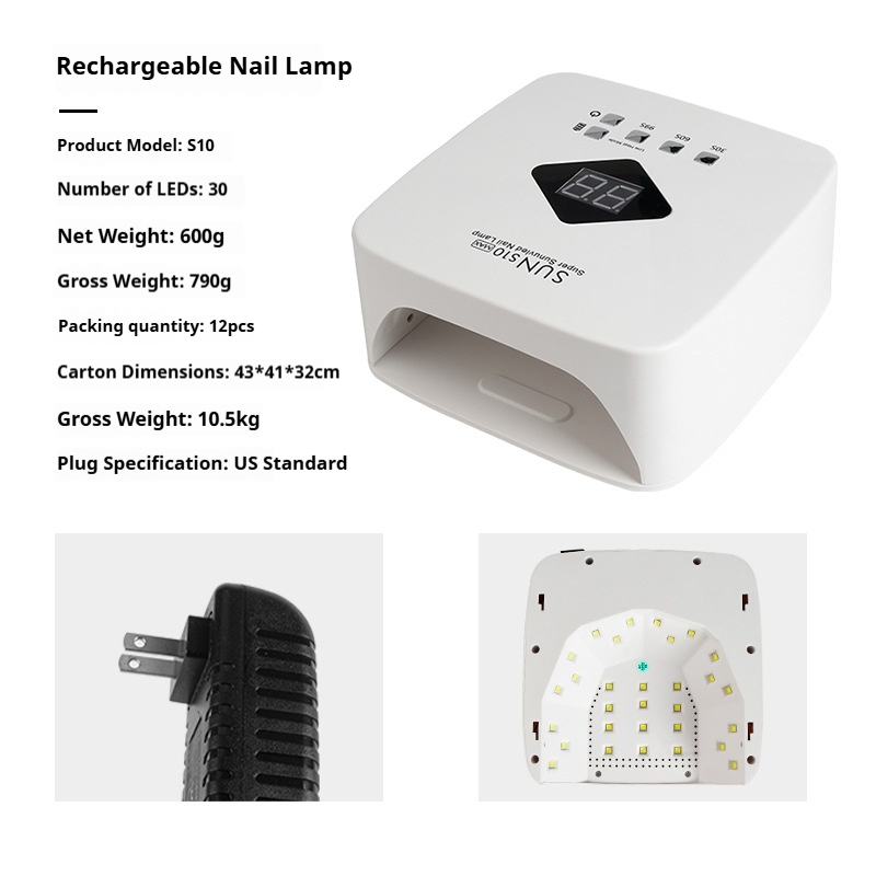 S10 Pro Cordless LED Nail Lamp - Auto Sensor, Fast Curing for Gel Polish, Rechargeable Manicure Light-Lumenessence