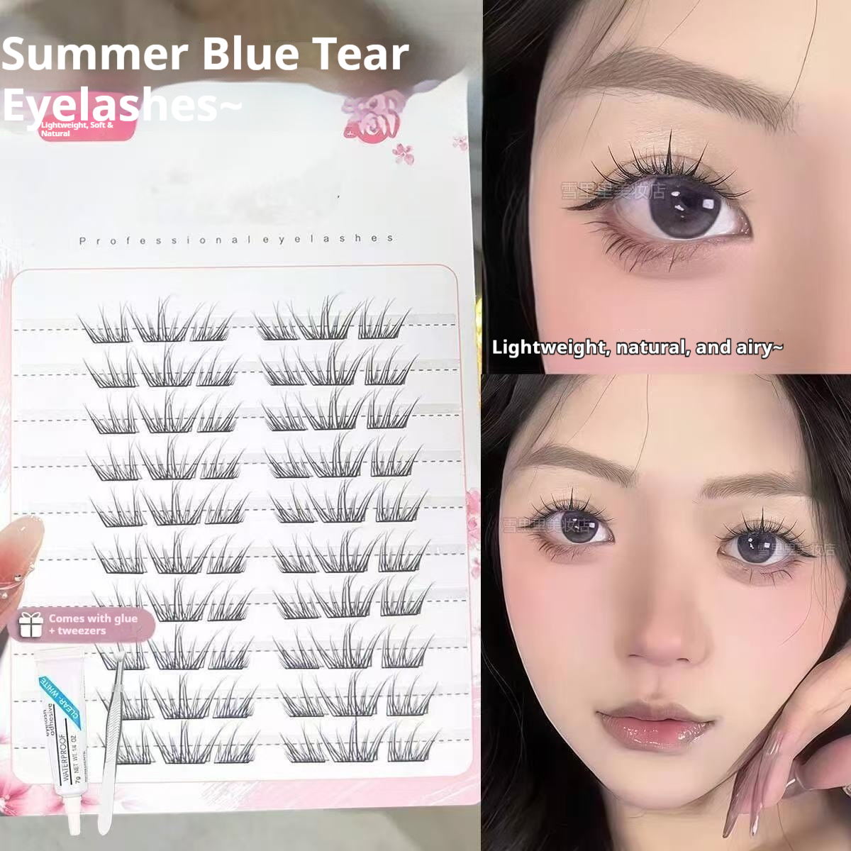 Featherlight False Eyelashes - Blue Tears Collection | Natural, Wispy & Fluffy for a Comfortable, Effortless Look-Lumenessence