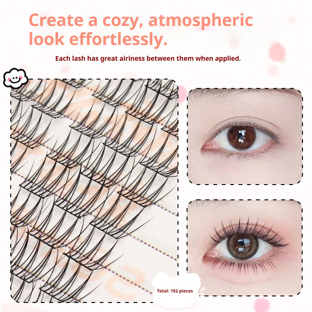 Professional Natural Fluffy Mascara Lashes - Wispy Doll Eye Effect, Baby-D Curl, Easy Cluster Application for Beginners-Lumenessence