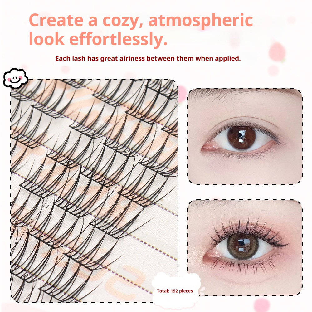 Professional Natural Fluffy Mascara Lashes - Wispy Doll Eye Effect, Baby-D Curl, Easy Cluster Application for Beginners-Lumenessence