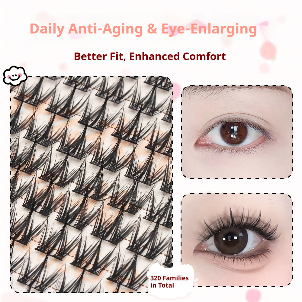 Professional Natural Fluffy Mascara Lashes - Wispy Doll Eye Effect, Baby-D Curl, Easy Cluster Application for Beginners-Lumenessence