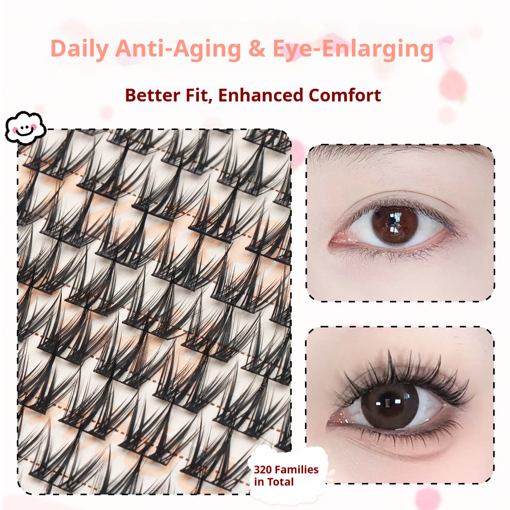 Professional Natural Fluffy Mascara Lashes - Wispy Doll Eye Effect, Baby-D Curl, Easy Cluster Application for Beginners-Lumenessence