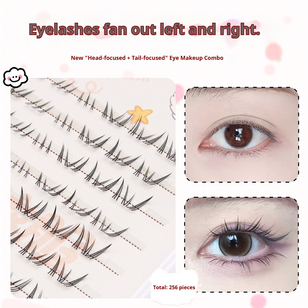 Professional Natural Fluffy Mascara Lashes - Wispy Doll Eye Effect, Baby-D Curl, Easy Cluster Application for Beginners-Lumenessence