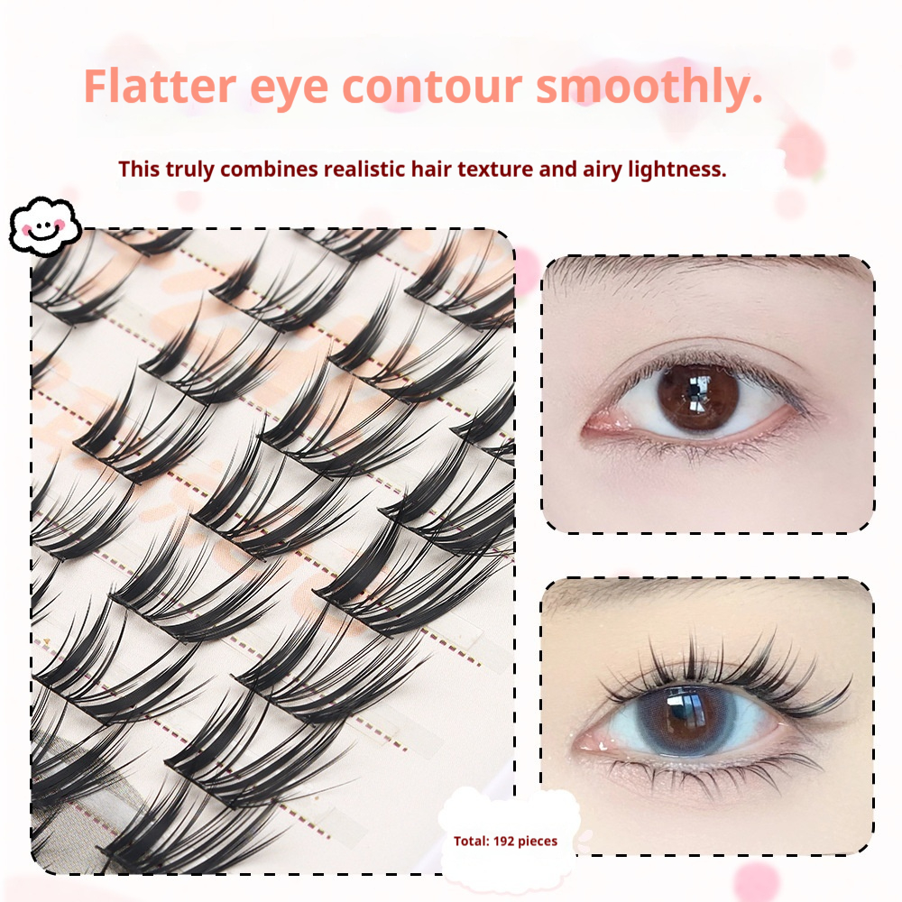 Professional Natural Fluffy Mascara Lashes - Wispy Doll Eye Effect, Baby-D Curl, Easy Cluster Application for Beginners-Lumenessence