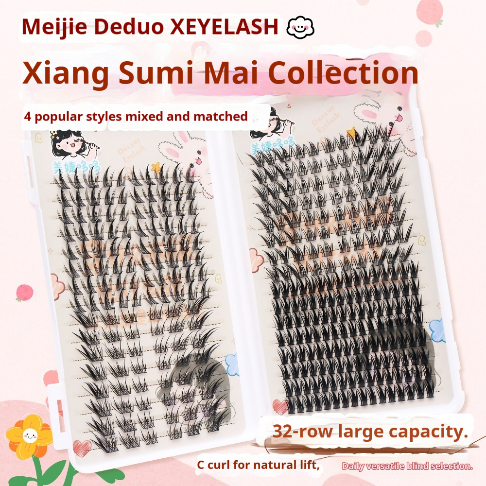 Professional Natural Fluffy Mascara Lashes - Wispy Doll Eye Effect, Baby-D Curl, Easy Cluster Application for Beginners-Lumenessence