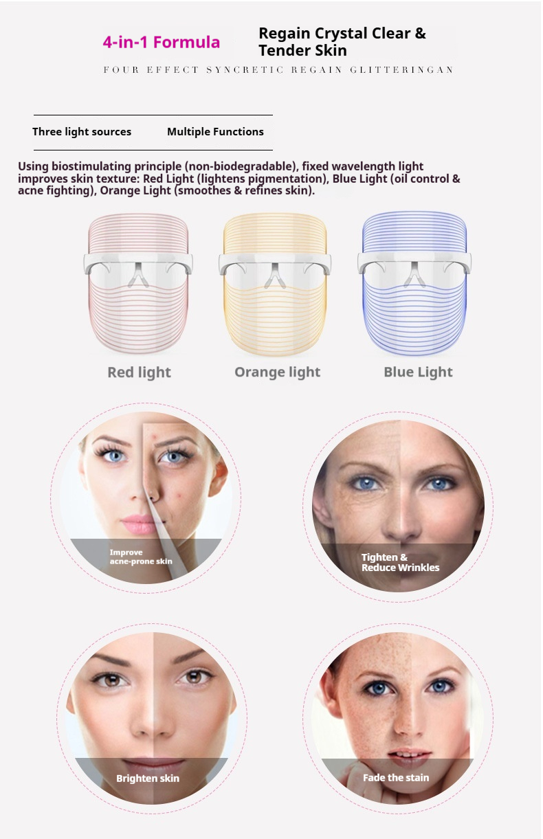 LED Photon Therapy Mask - 7-Color Facial Skin Rejuvenation Device, Rechargeable Home Use Light Therapy-Lumenessence