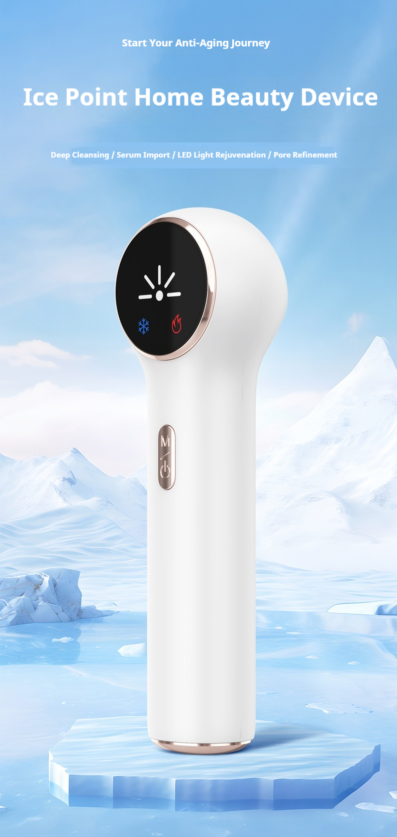 Cryotherapy Facial Massager, Hot Cold Therapy Device for Skin Toning & Deep Cleansing, At-Home Ice Roller to Reduce Puffiness and Tighten Pores-Lumenessence