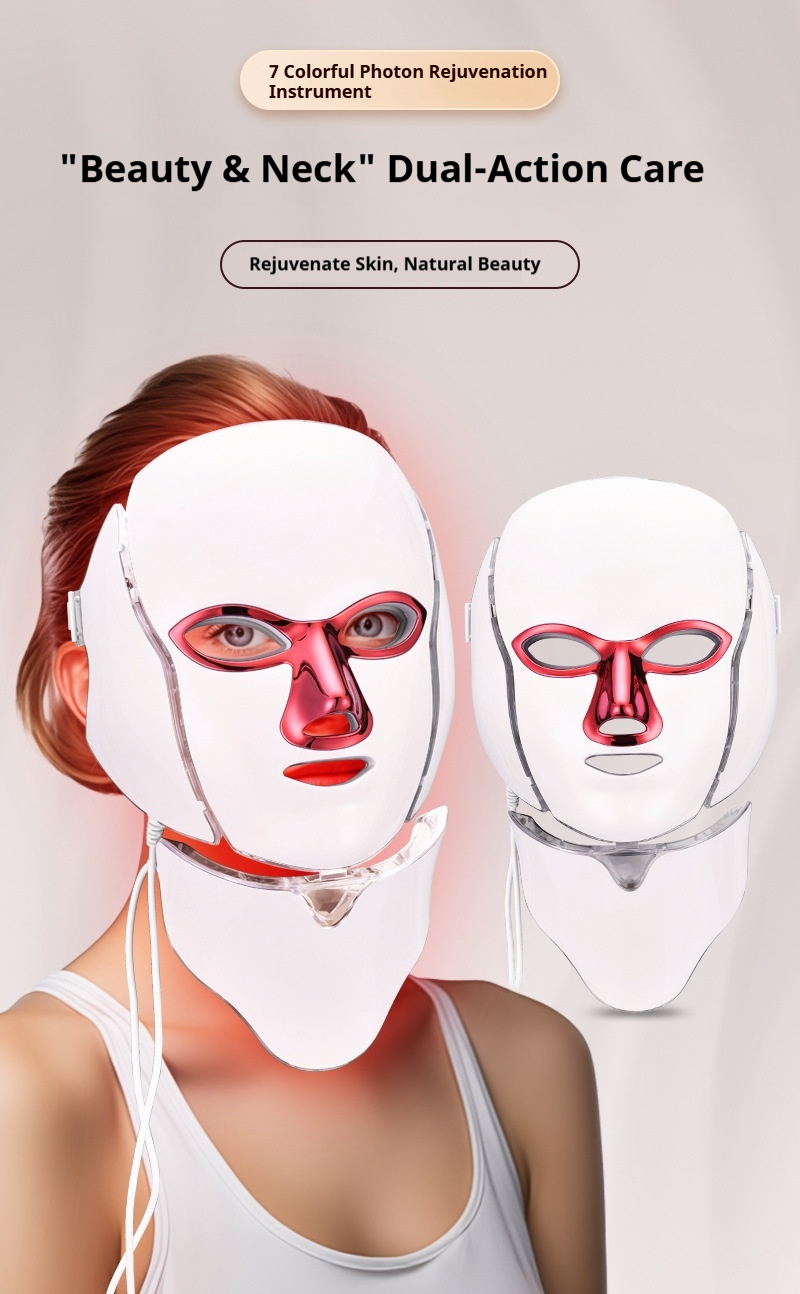 7-Color Photon Skincare Device: All-in-One LED Light Therapy Mask for Face, Neck, and Decolletage