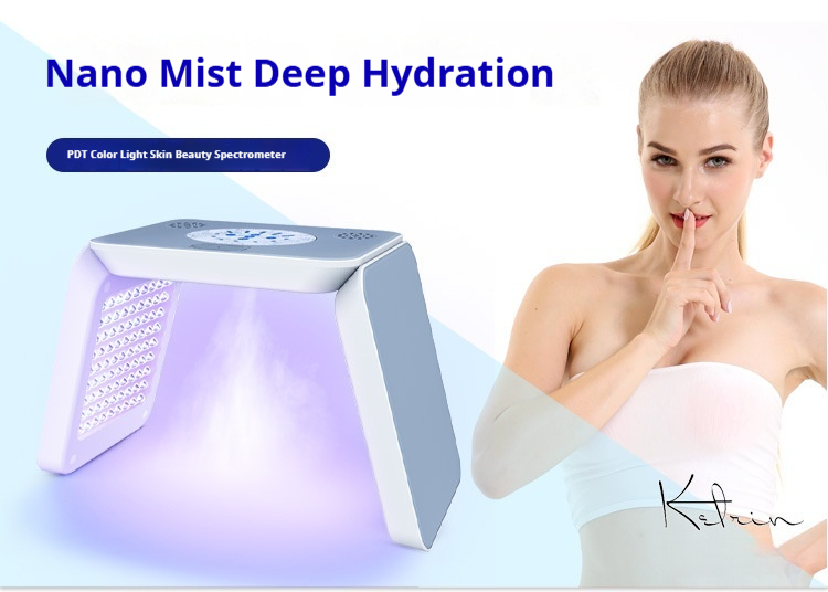 7-Color LED Phototherapy Mask - Red & Blue Light Facial Device with Hydrating Spray & Skin Analysis