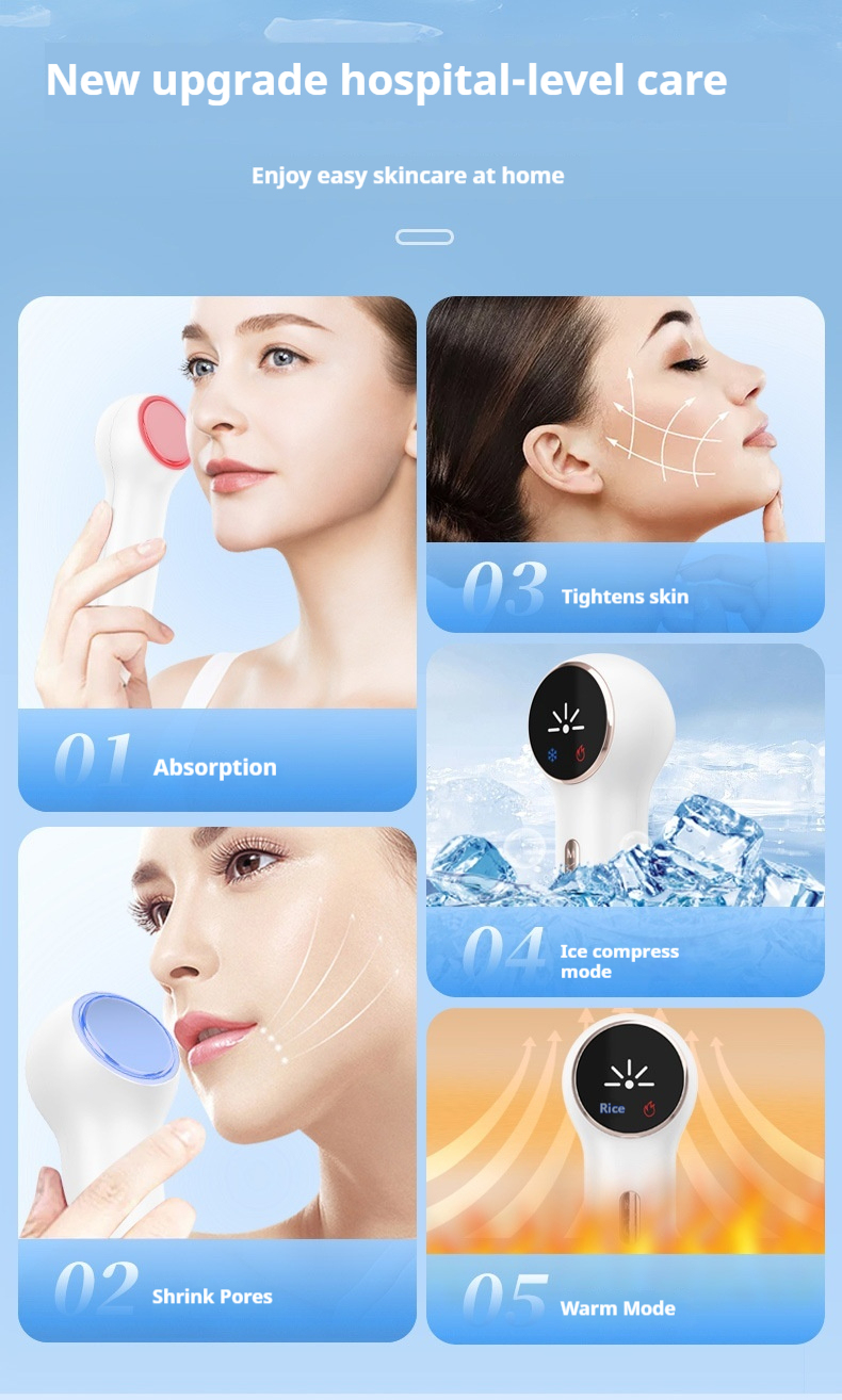 Cryotherapy Facial Massager, Hot Cold Therapy Device for Skin Toning & Deep Cleansing, At-Home Ice Roller to Reduce Puffiness and Tighten Pores-Lumenessence