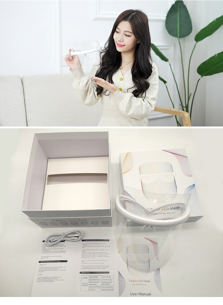 LED Photon Therapy Mask - 7-Color Facial Skin Rejuvenation Device, Rechargeable Home Use Light Therapy-Lumenessence
