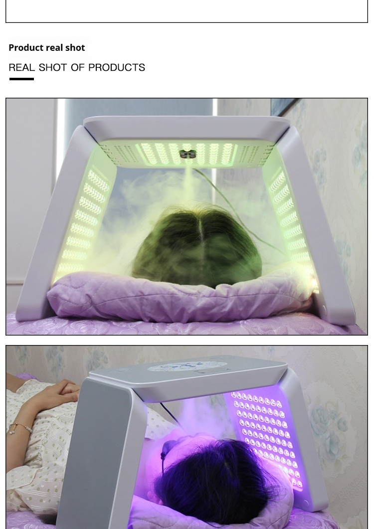 7-Color LED Phototherapy Mask - Red & Blue Light Facial Device with Hydrating Spray & Skin Analysis