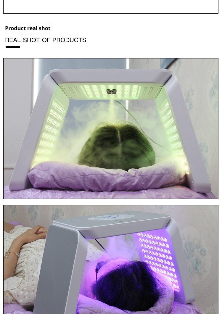 7-Color LED Phototherapy Mask - Red & Blue Light Facial Device with Hydrating Spray & Skin Analysis