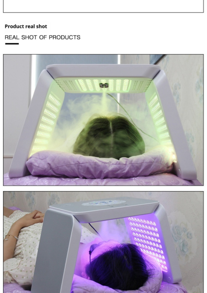 7-Color LED Phototherapy Mask - Red & Blue Light Facial Device with Hydrating Spray & Skin Analysis