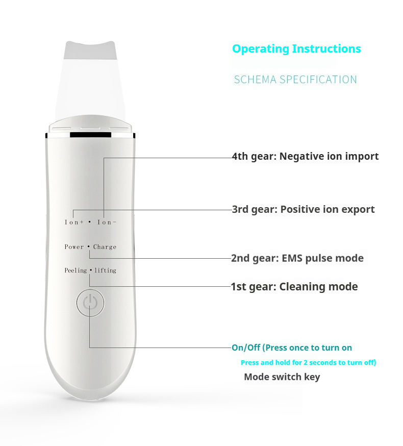 Ultrasonic Skin Spatula, Ionic Facial Cleansing & Lifting Device, Pore Cleaner & Serum Booster