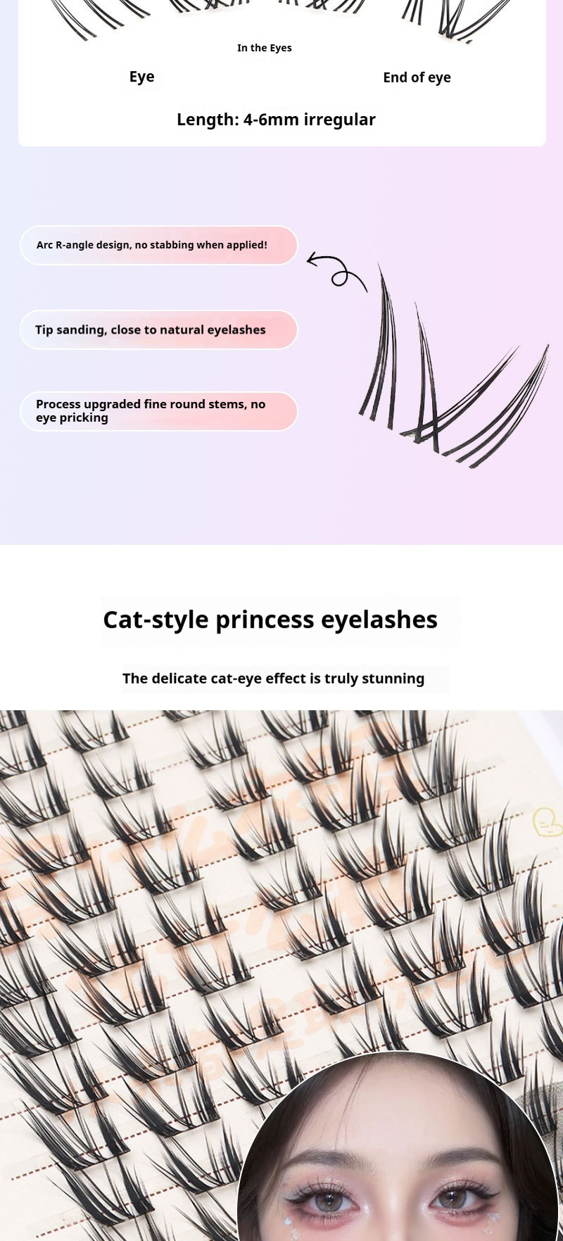 Professional Natural Fluffy Mascara Lashes - Wispy Doll Eye Effect, Baby-D Curl, Easy Cluster Application for Beginners-Lumenessence