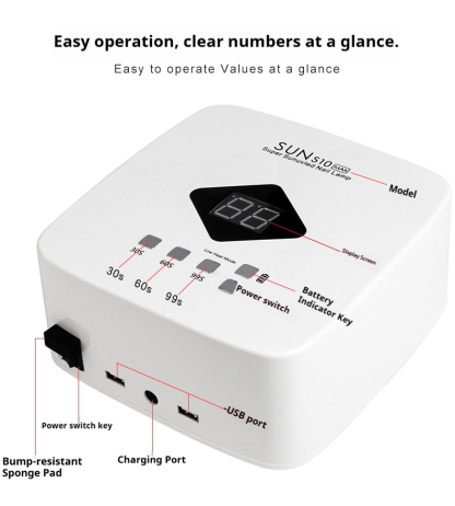 S10 Pro Cordless LED Nail Lamp - Auto Sensor, Fast Curing for Gel Polish, Rechargeable Manicure Light-Lumenessence
