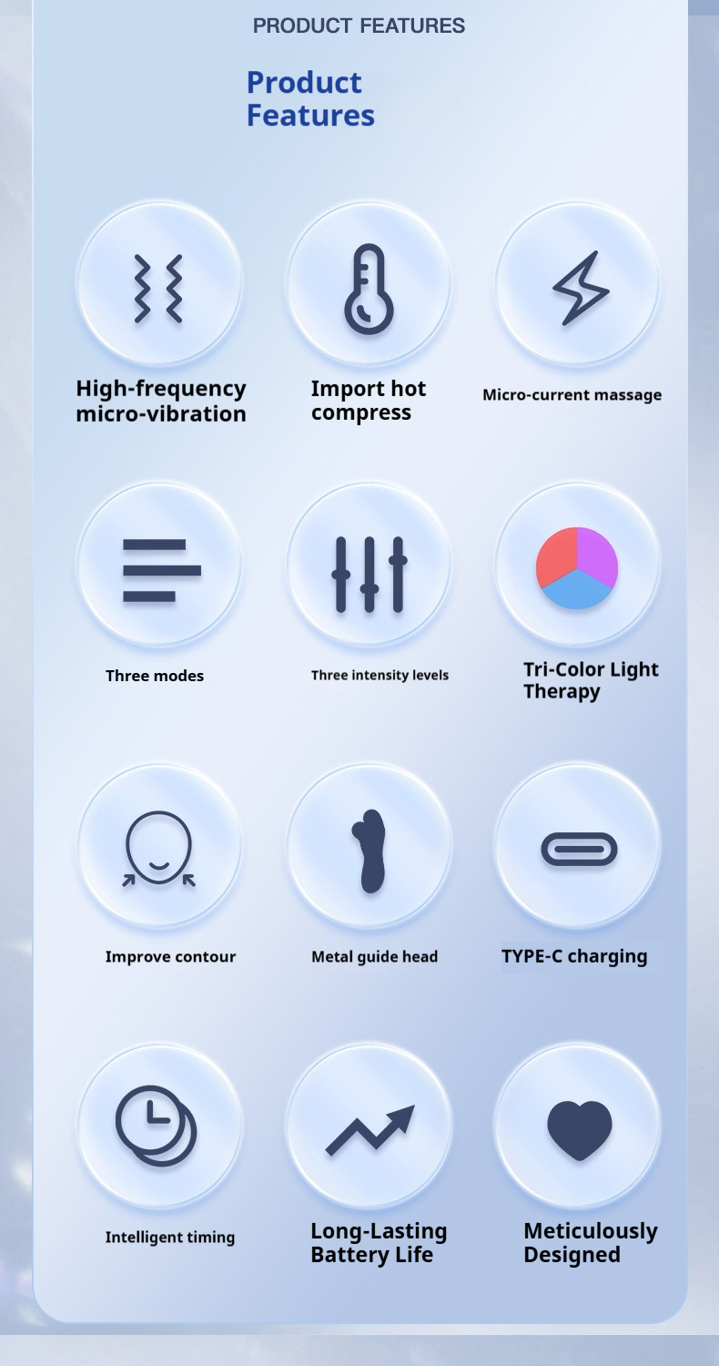 V-Line Shaping Device - Professional Facial Lifting Roller with EMS & LED Light Therapy for a Tighter, Youthful Look-Lumenessence