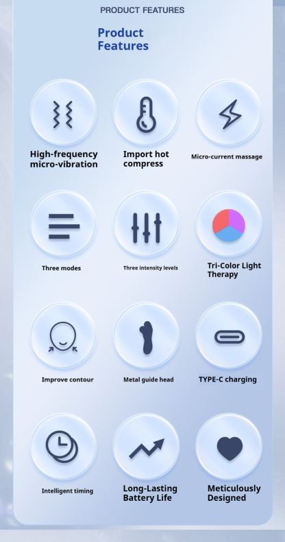 V-Line Shaping Device - Professional Facial Lifting Roller with EMS & LED Light Therapy for a Tighter, Youthful Look-Lumenessence