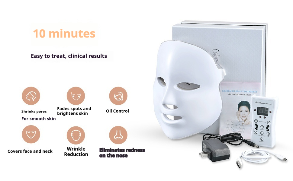 7-Color LED Light Therapy Mask - Photon Facial & Neck Care for Rejuvenation