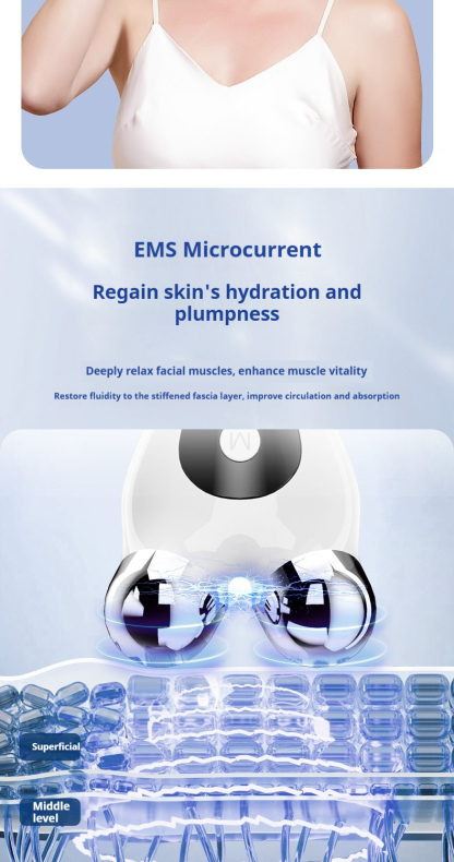 V-Line Shaping Device - Professional Facial Lifting Roller with EMS & LED Light Therapy for a Tighter, Youthful Look-Lumenessence