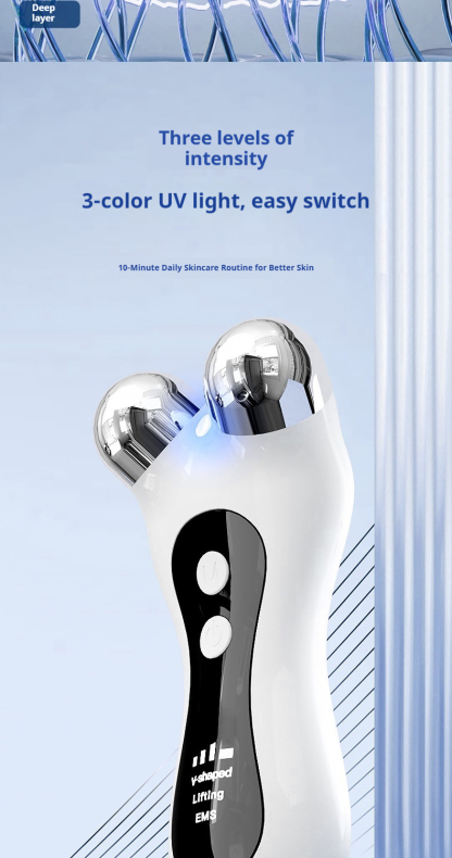 V-Line Shaping Device - Professional Facial Lifting Roller with EMS & LED Light Therapy for a Tighter, Youthful Look-Lumenessence